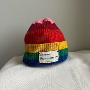 Kurt Geiger Rainbow "Kindness" Striped Beanie